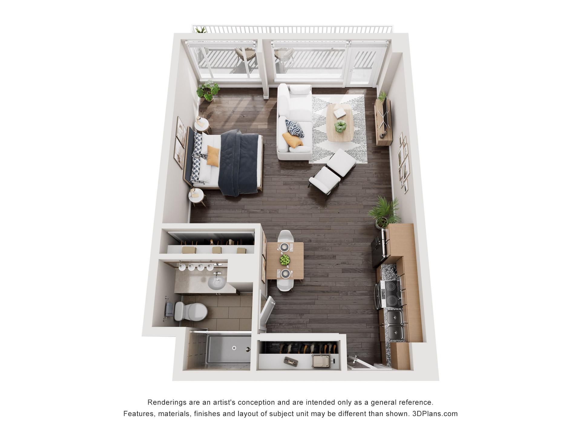 Holladay Park Plaza: Alcove residence floor plan.